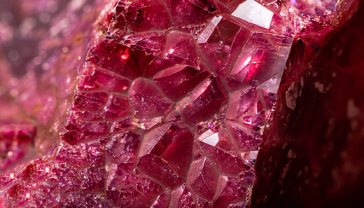 Large chunk of raw garnet crystals.