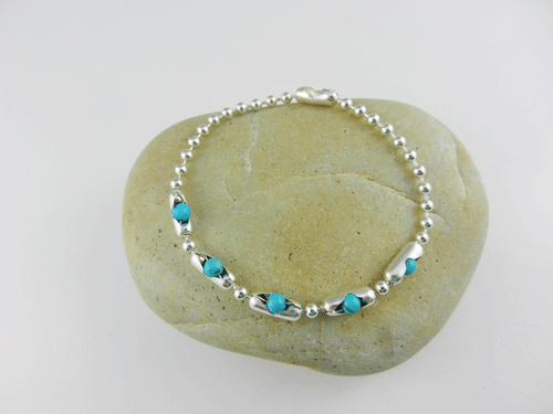 turquoise and silver bracelet, sterling silver bracelet, turquoise bracelet, sterling silver pop beads, pop bead bracelet, handcrafted, artisan jewelry, silver bracelet, turquoise beads, connector clasp