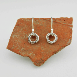 layered circles, sterling silver earrings, silver earrings, artisan earrings, handmade earrings, handcrafted earrings, handmade silver earrings, handcrafted silver earrings, silver artisan earrings, argentium ear wires, sterling argentium ear wires, sleepers, tiny earrings, sweet dreams collection, sleeper earrings
