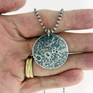 silver necklace, moonscape necklace, reticulated silver, silver moon pendant, full moon necklace, lunar necklace, reticulated moon, artisan necklace, pendant necklace, Valentine’s gift, Christmas gift, Mother’s Day gift, Birthday gift, gifts for her, silver pendant, solid sterling silver, sterling silver necklace, sterling silver pendant, Silver Echoes