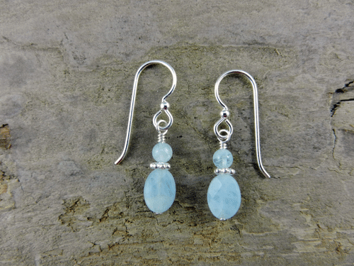 aquamarine earrings, small drop earrings, birthstone earrings, bridal earrings, something blue earrings, wedding earrings, gemstone earrings, sterling earrings, silver earrings, March birthstone earrings, Mother’s Day gift, Valentine’s gift, Christmas gift, birthday gift, artisan earrings, Silver Echoes