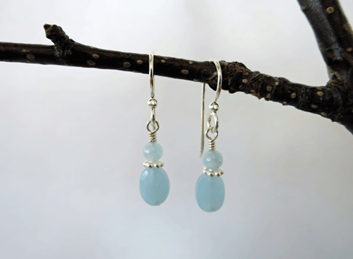 aquamarine earrings, small drop earrings, birthstone earrings, bridal earrings, something blue earrings, wedding earrings, gemstone earrings, sterling earrings, silver earrings, March birthstone earrings, Mother’s Day gift, Valentine’s gift, Christmas gift, birthday gift, artisan earrings, Silver Echoes