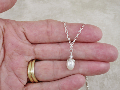 Single Pearl Necklace Beach Jewelry Freshwater Pearl Necklace June Birthstone Pearl Birthstone Jewelry Bridesmaid Jewelry Necklace 