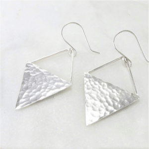 hammered silver triangle earrings, sterling silver earrings, hammered silver earrings, triangular earrings, geometric earrings, drop earrings, dangle earrings, minimalist earrings, lightweight earrings, modern earrings, hippy earrings, simple earrings, everyday earrings, statement earrings, Silver Echoes artisan earrings, hammered earrings, handcrafted earrings, simple earrings, Zen earrings, boho earrings, gypsy earrings, argentium ear wires, elegant earrings, nickel free silver earrings bridesmaid gift, bridesmaid earrings, wedding gift, wedding earrings, wedding jewelry, bridal earrings, bridal jewelry, mother of the bride earrings, mother of the bride jewelry New Years gift, Valentine’s gift, Mother’s Day gift, birthday gift, anniversary gift, Christmas gift, Hanukah gift, Kwanza gift, gifts for her, gifts for wife, engagement gift